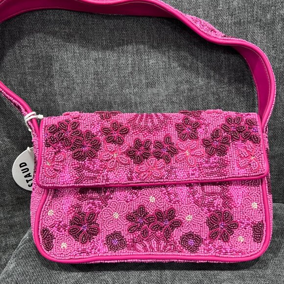 Staud Tommy Beaded Shoulder Bag Blossom Garden Party - Picture 12 of 16